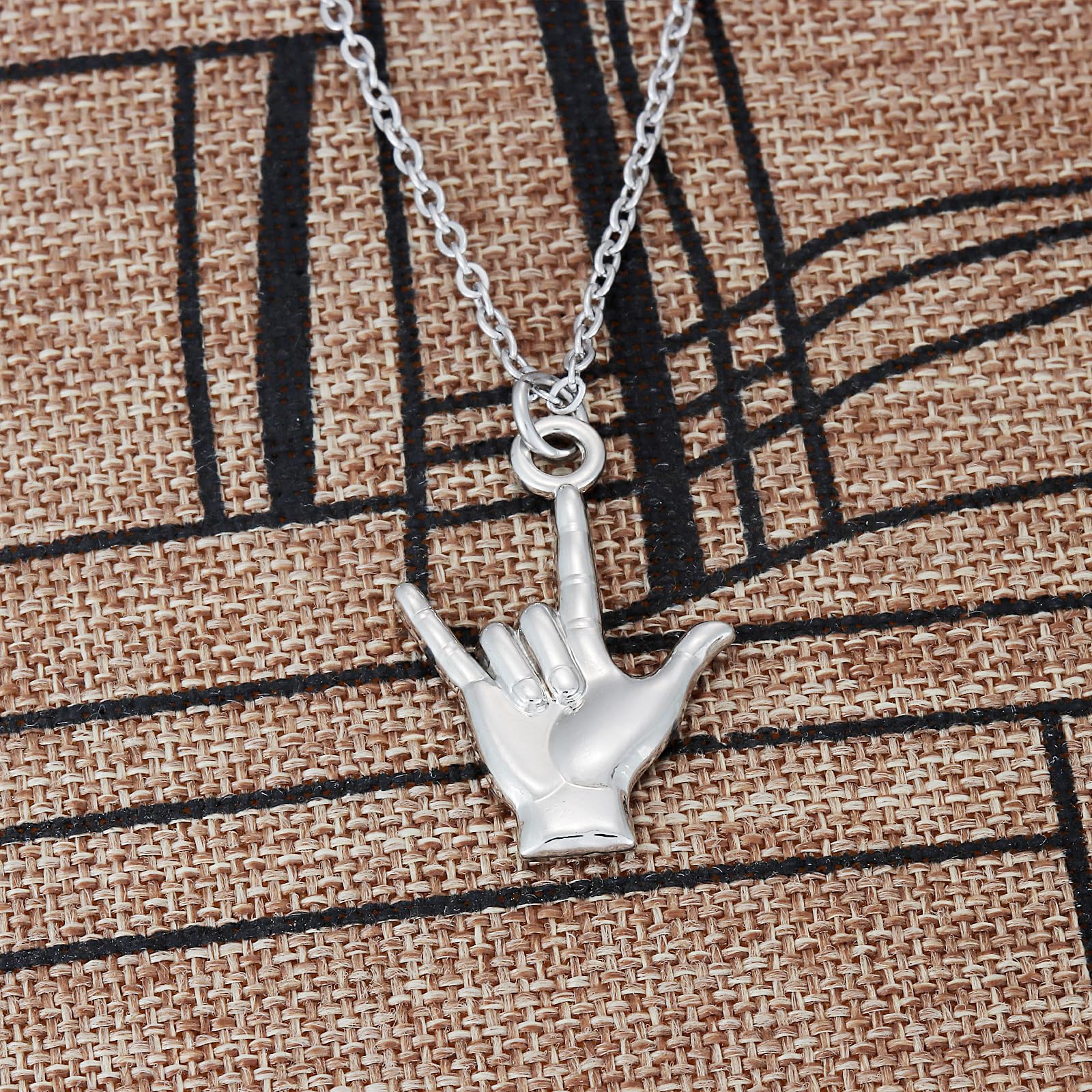 Kivosliviz Asl Necklace Gift for Women Teacher Men Adults Hand Gesture Necklaces Jewelry Deaf American Hand Sign Language Necklace