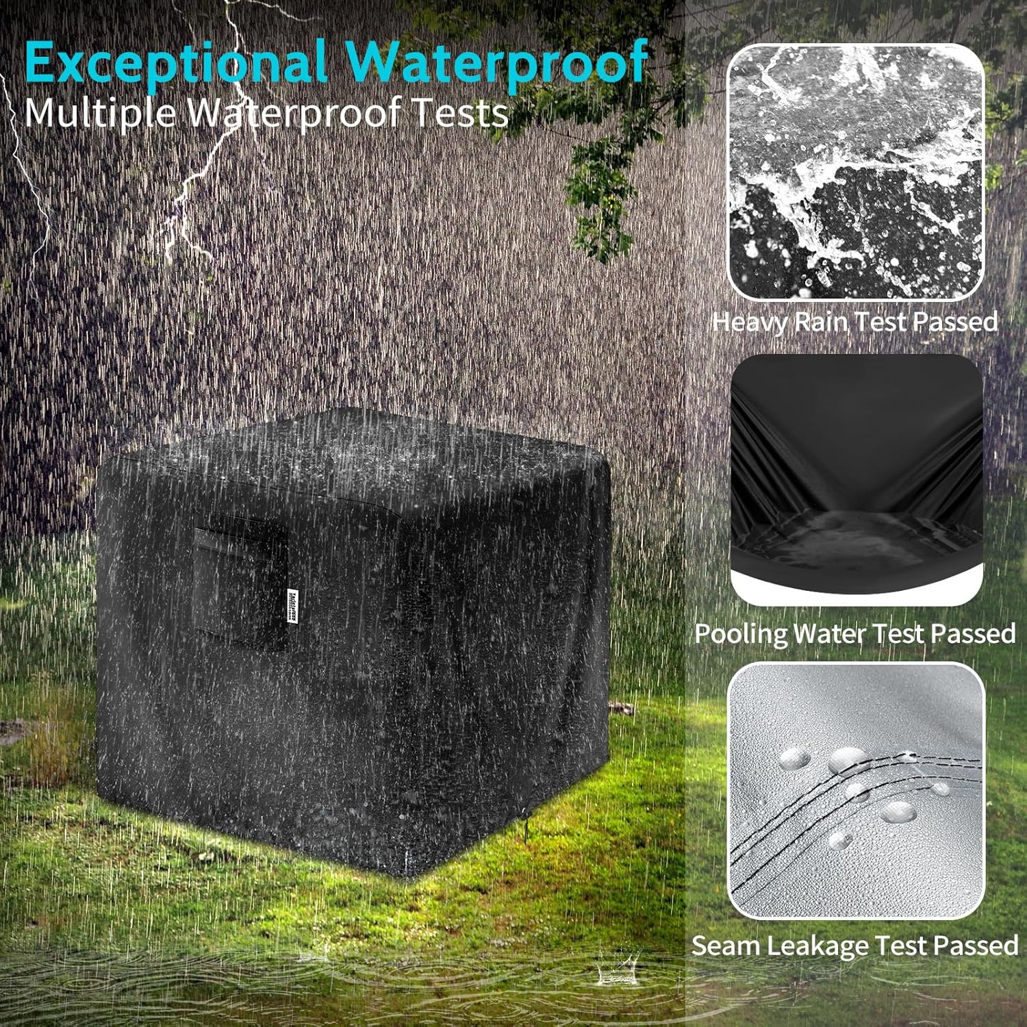 32" Square Fire Pit Cover – Heavy-Duty Waterproof Oxford, Buckle Straps, Air Vents & Drawstring – Windproof & UV-Resistant for Worry-Free Year-Round Protection on Patio Fire Pits & Tables - Image 4