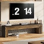 Tribesigns meuble TV de 70,9 po pour téléviseurs de 75 po, centre de divertissement en bois, console multimédia extra longue avec cadre robuste pour le salon, brun et noir