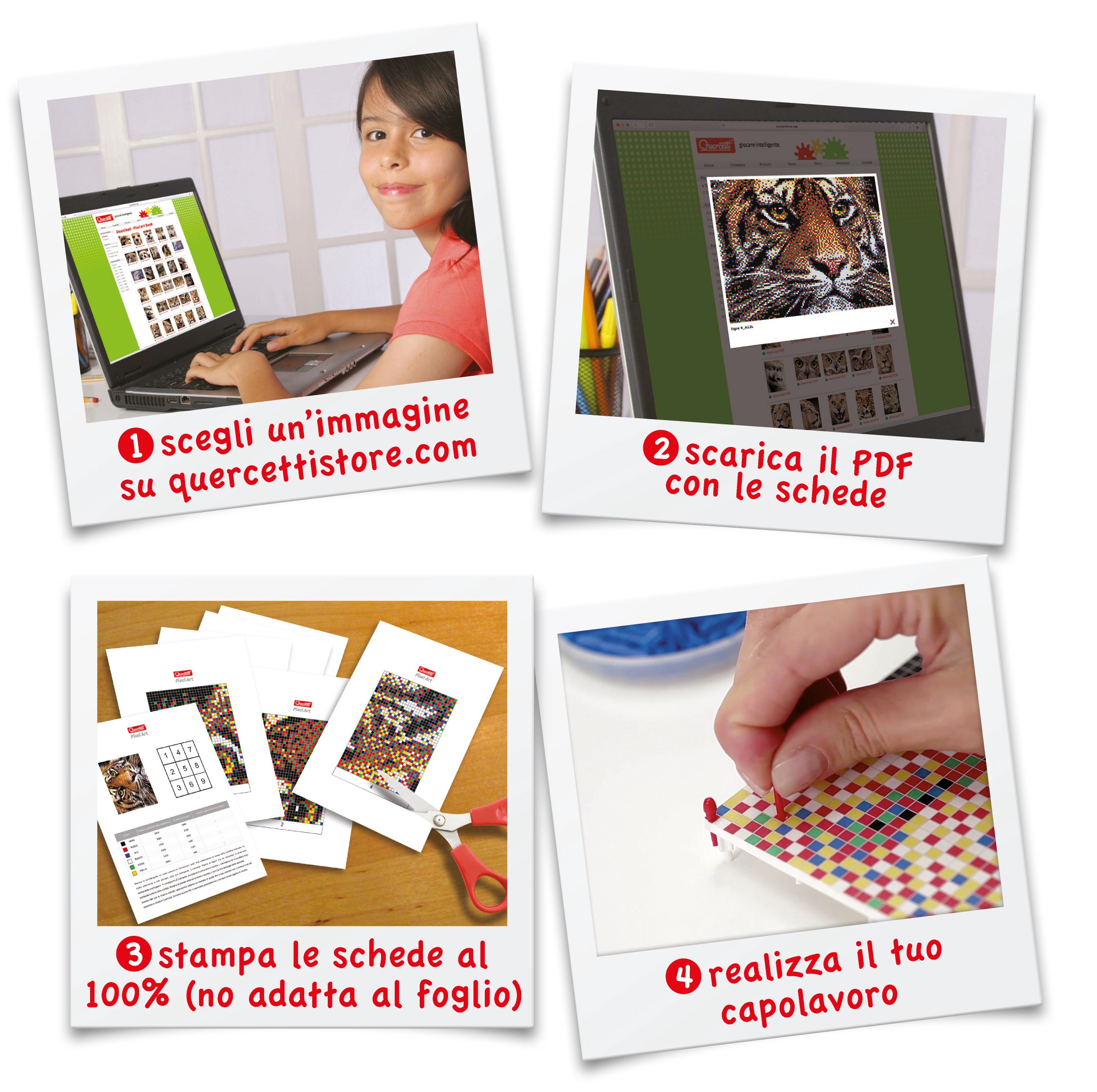 Quercetti 00809 - Pixel Art 9: Scegli L'Immagine e Crea Un Capolavoro con I Chiodini!
