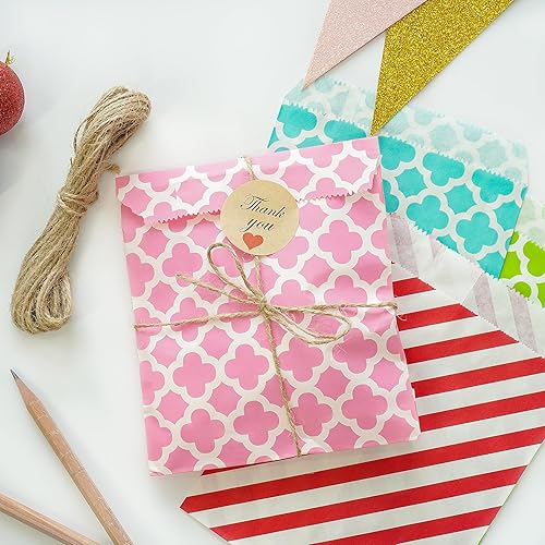 Miniatura 7 de KEYYOOMY 100 bolsas amarillas para bufé de dulces, pequeñas bolsas de galletas, bolsas de papel con lunares, para bodas, cumpleaños, Navidad,