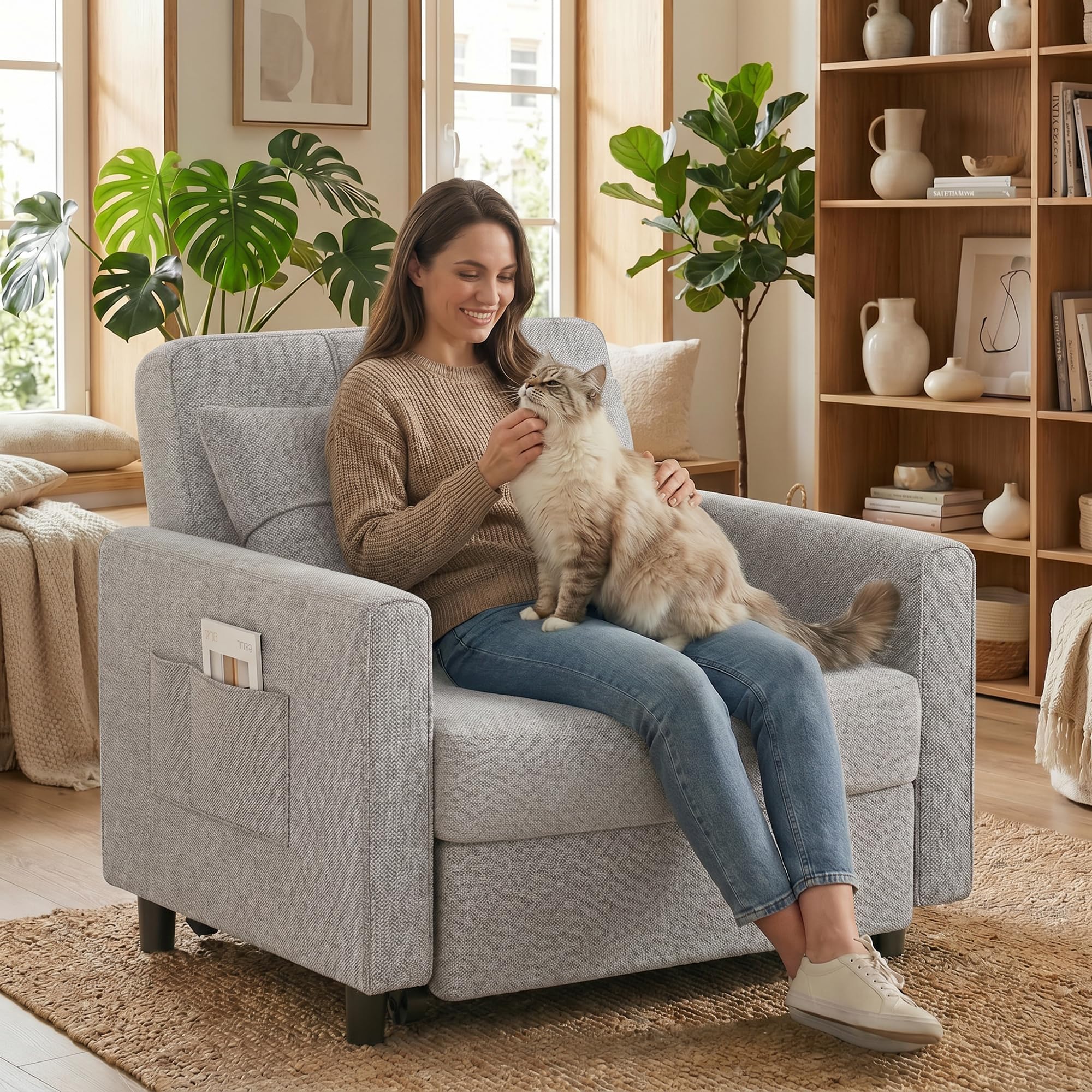 Gizoon 3-in-1 Convertible Sofa Bed Chair, Pullout Sleeper, Adjustable Back — product photo