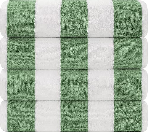 Miniatura 4 de Cotton Paradise, Cabana Stripe - Toallas de playa de 4 unidades, 100% algodón, extra grandes, toallas de natación de gran tamaño, suaves y