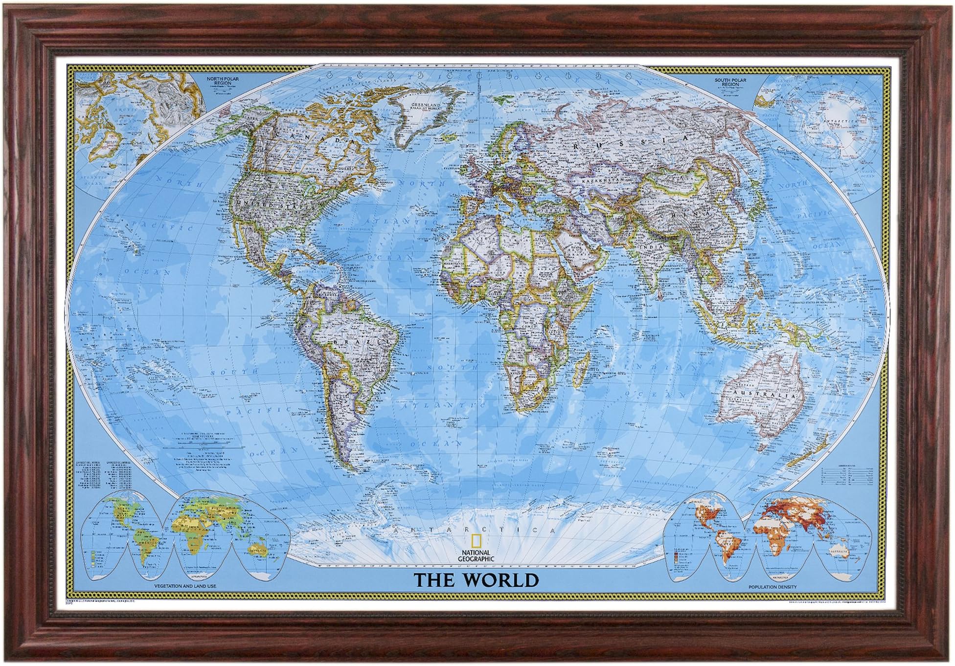 Push Pin Travels - Classic World, Solid Wood Cherry with 150 Pins for Tracking Your Travels - 27.5" x 39.5" - 8 Handcrafted Options - Made in USA - Ideal for Any Traveler