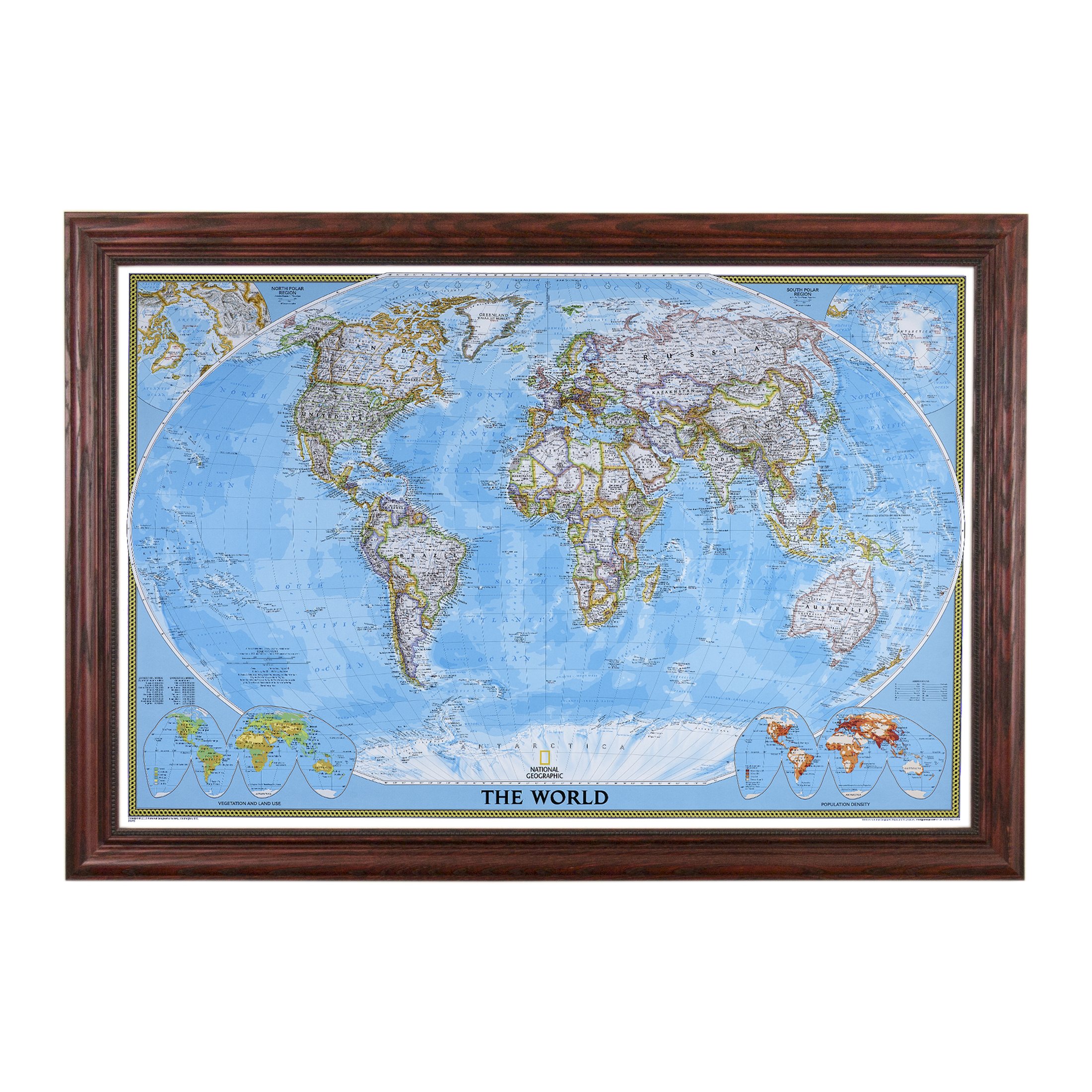 Push Pin Travels - Classic World, Solid Wood Cherry with 150 Pins for Tracking Your Travels - 27.5" x 39.5" - 8 Handcrafted Options - Made in USA - Ideal for Any Traveler