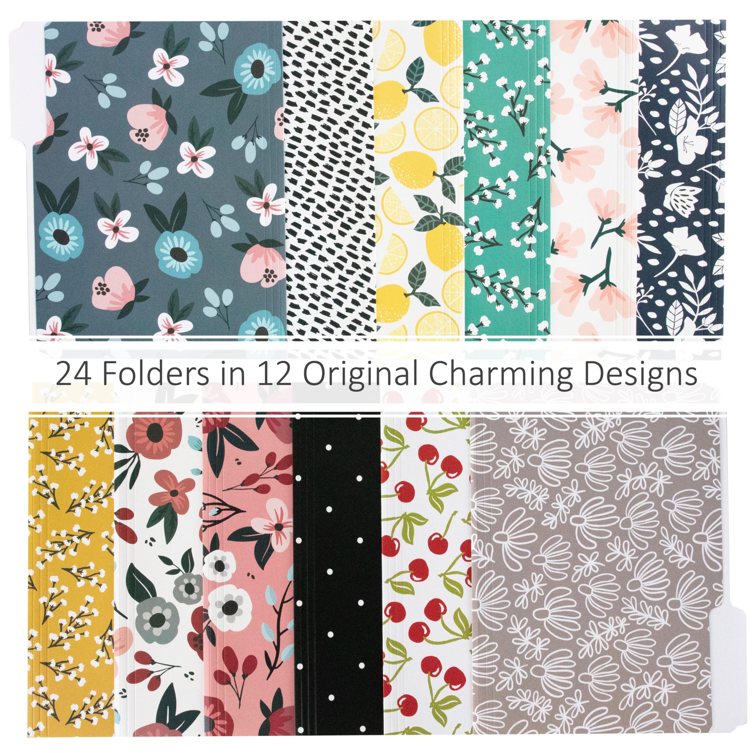 Lindas carpetas de archivos, juego de 24 carpetas decorativas de 3 pestañas, tamaño carta, estilo bohemio, manila, 8.5 x 11 pulgadas, bonito diseño para el hogar, oficina, suministros escolares