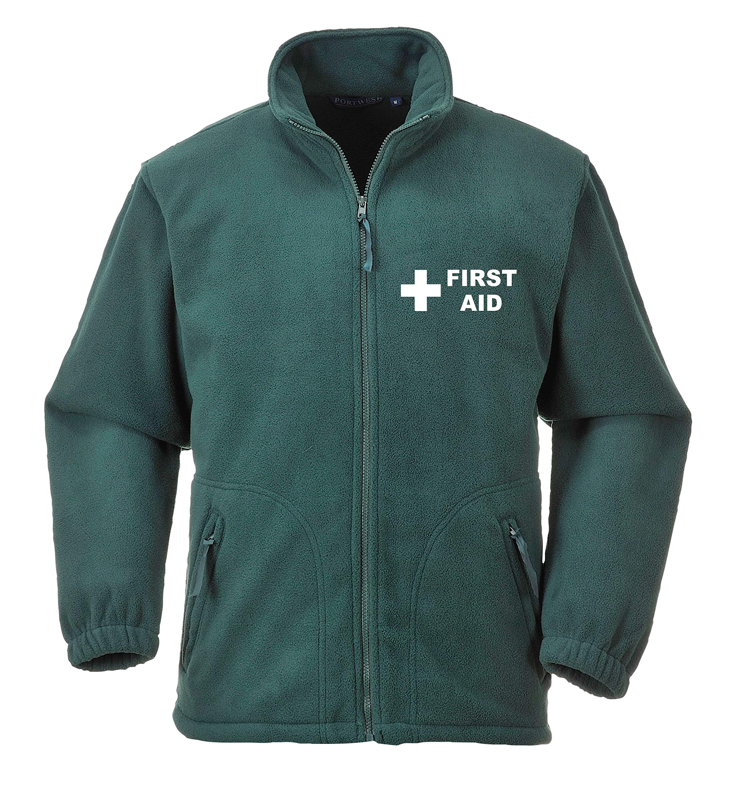Brook Hi Vis Uk Unisex Green First Aid Portwest Premium Fleece - Workwear, Medical, Medic, Jacket, Your Text Here, XX-Large