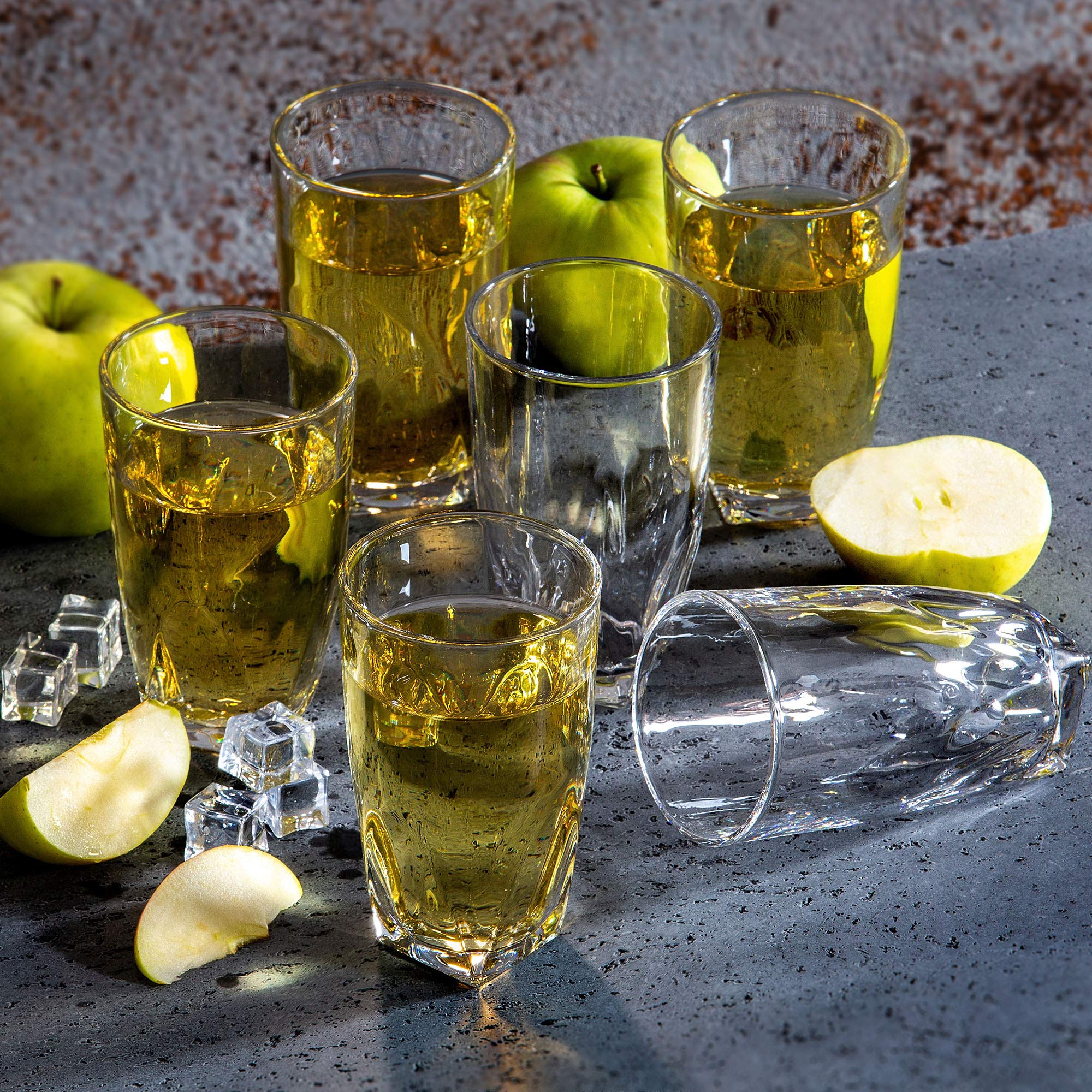 Vasos De Cristal KADAX 440 Ml - Juego De 6 Unidades Para Agua, Zumo, Cóctel | Diseño Elegante, Base Reforzada, Transparentes