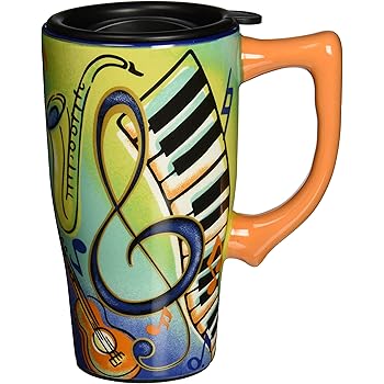 Amazon Com Musical Note Jazz Ceramic Coffee Tea Travel Mug Treble Clef 16 Oz Music Note Coffee Mug Kitchen Dining