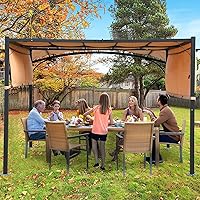Vista 2 de Pérgola de metal resistente para patios, pérgolas retráctiles de 10 x 10 pies con cubierta de toldo resistente a los rayos UV, pérgolas y cenadores