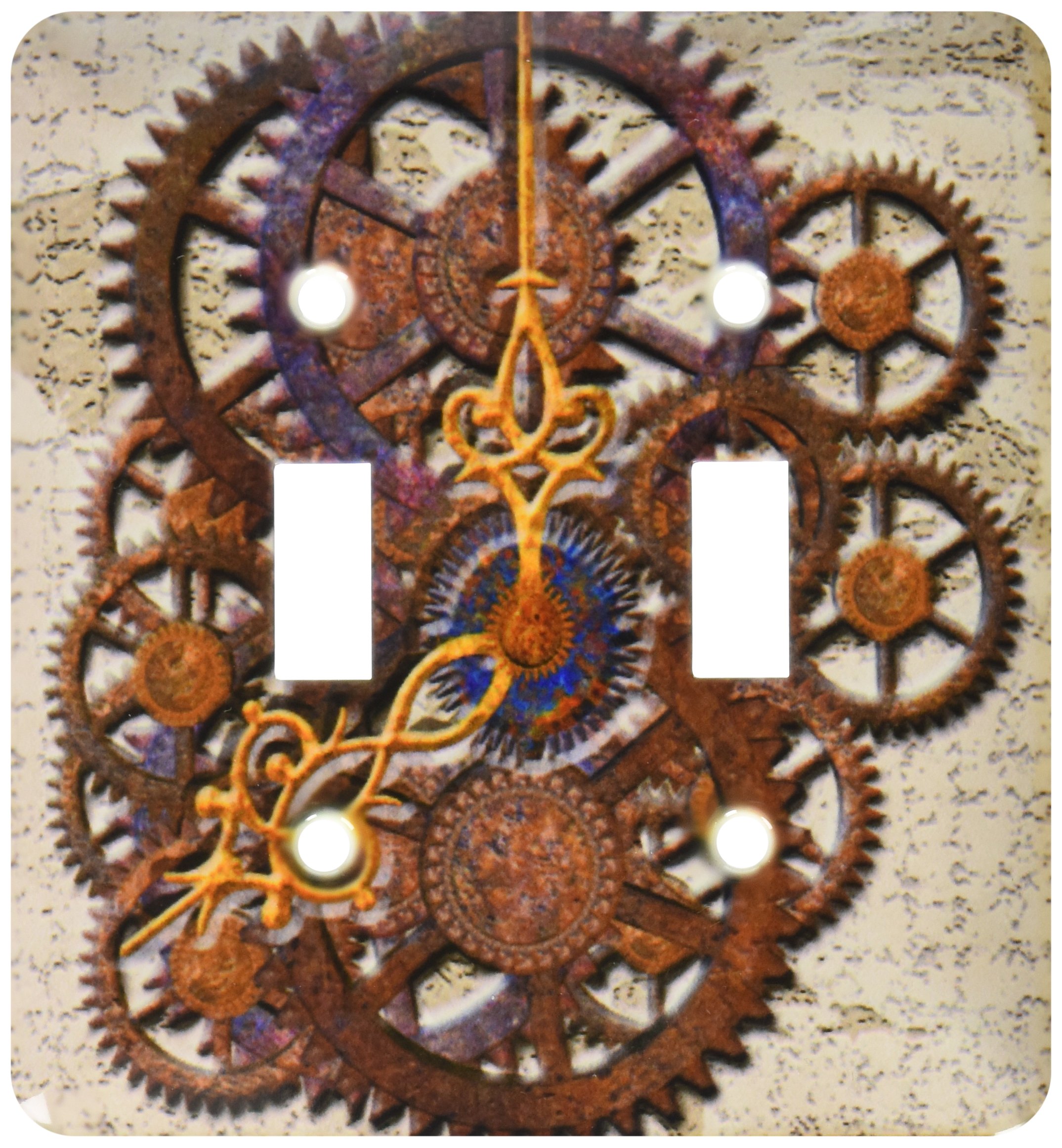 3dRose lsp_108102_2 Steam Punk Cog Wheels in Bronze Double Toggle Switch