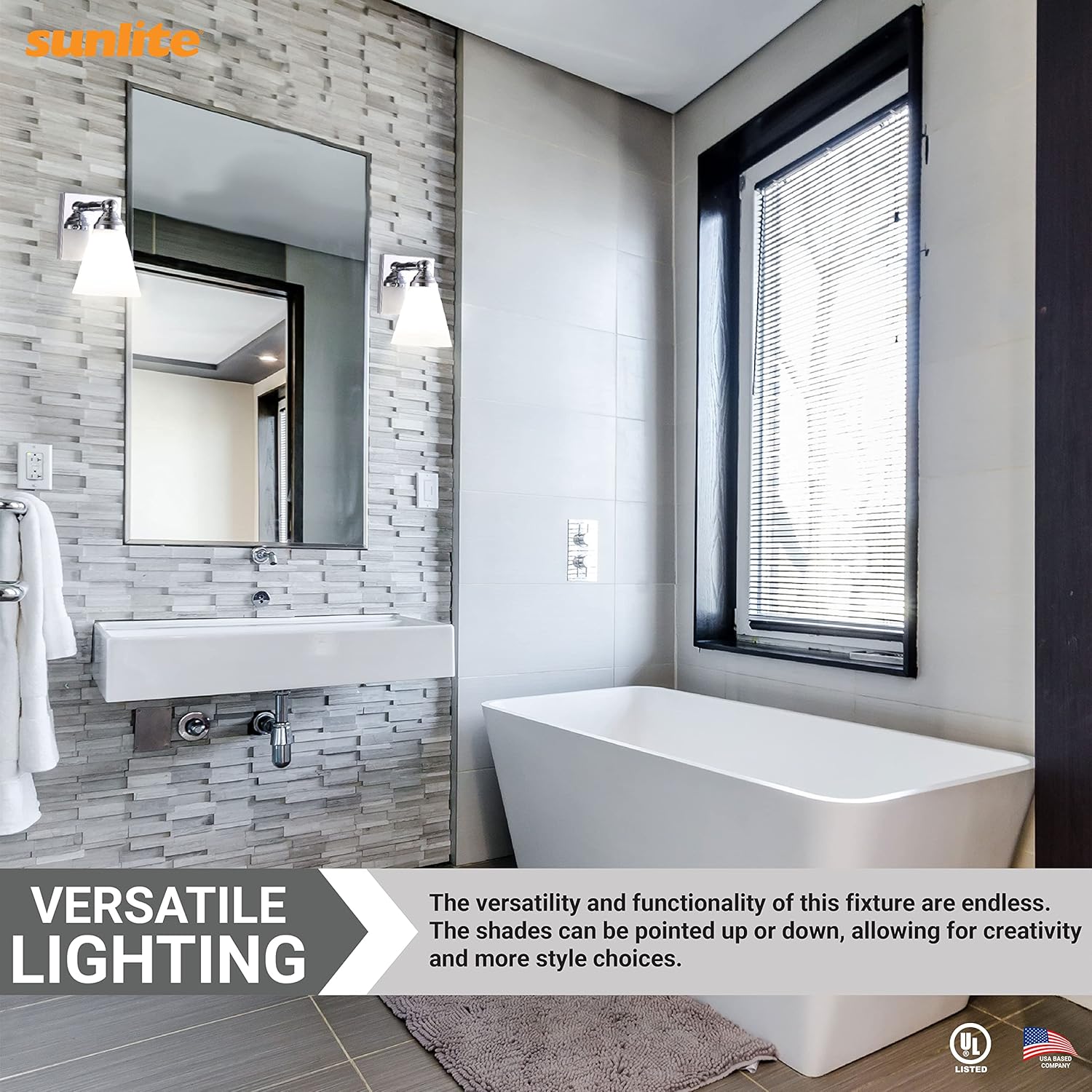 Sunlite Cone Shade Vanity Light Fixture, Wall Mount, Medium (E26) Socket, Standard A19 Bulb Required (60W Max), Bathrooms, Powder Rooms, Frosted Glass Shade, Brushed Nickel Base 1-Light