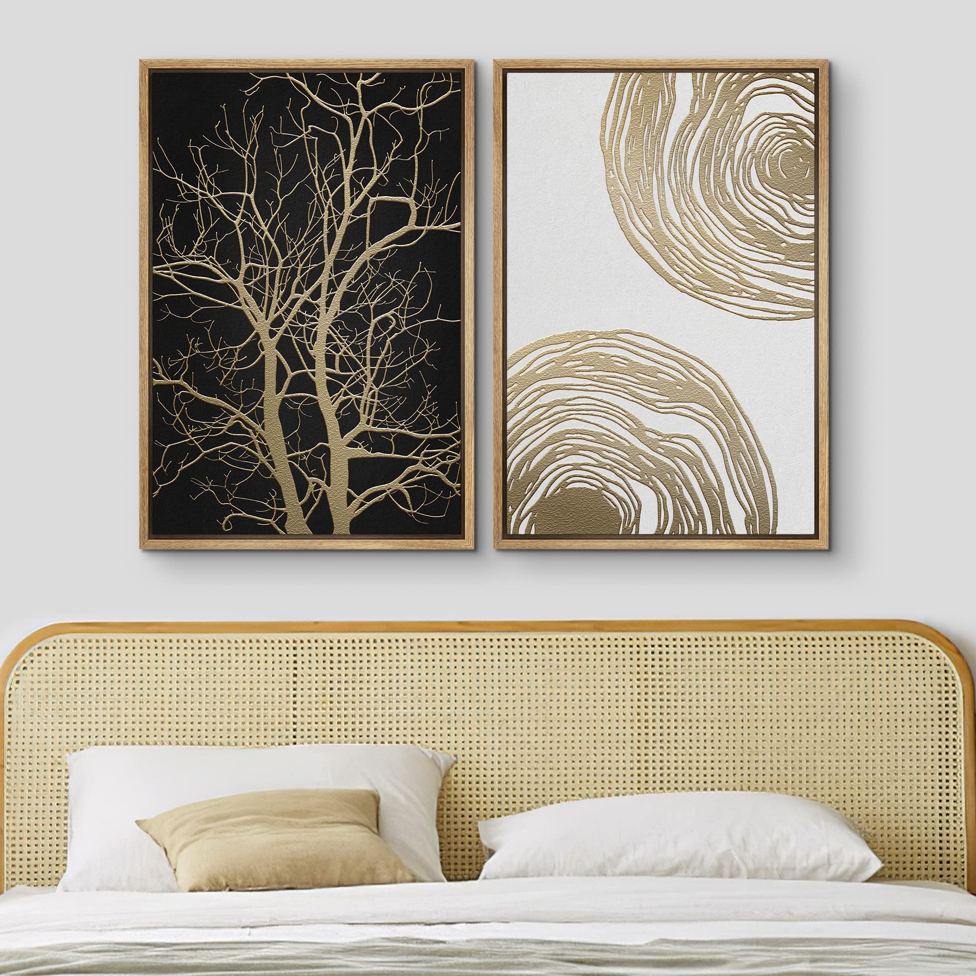Amazon.com: MUDECOR Framed Canvas Print Wall Art Set Gold Black
