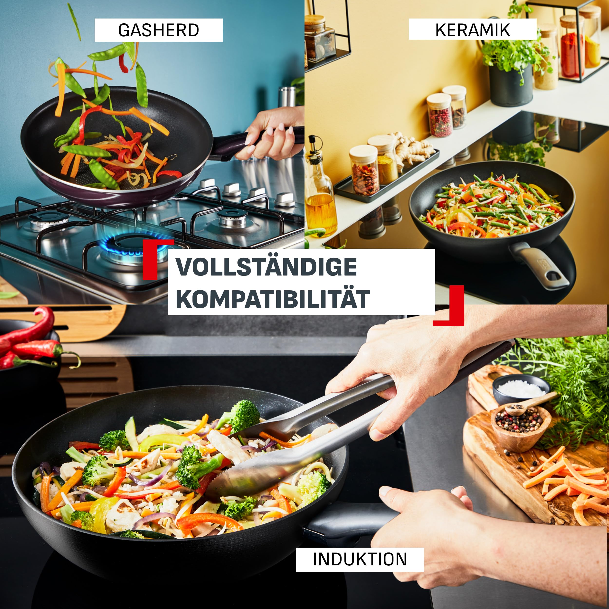 Tefal Reflect On 2-tlg. Pfannen-Set, 24/28 cm, keramische Antihaftbeschichtung, recycelter Aluminiumkörper, Thermo-Signal, für alle Herdarten, einfache Reinigung, Creme, G0229032