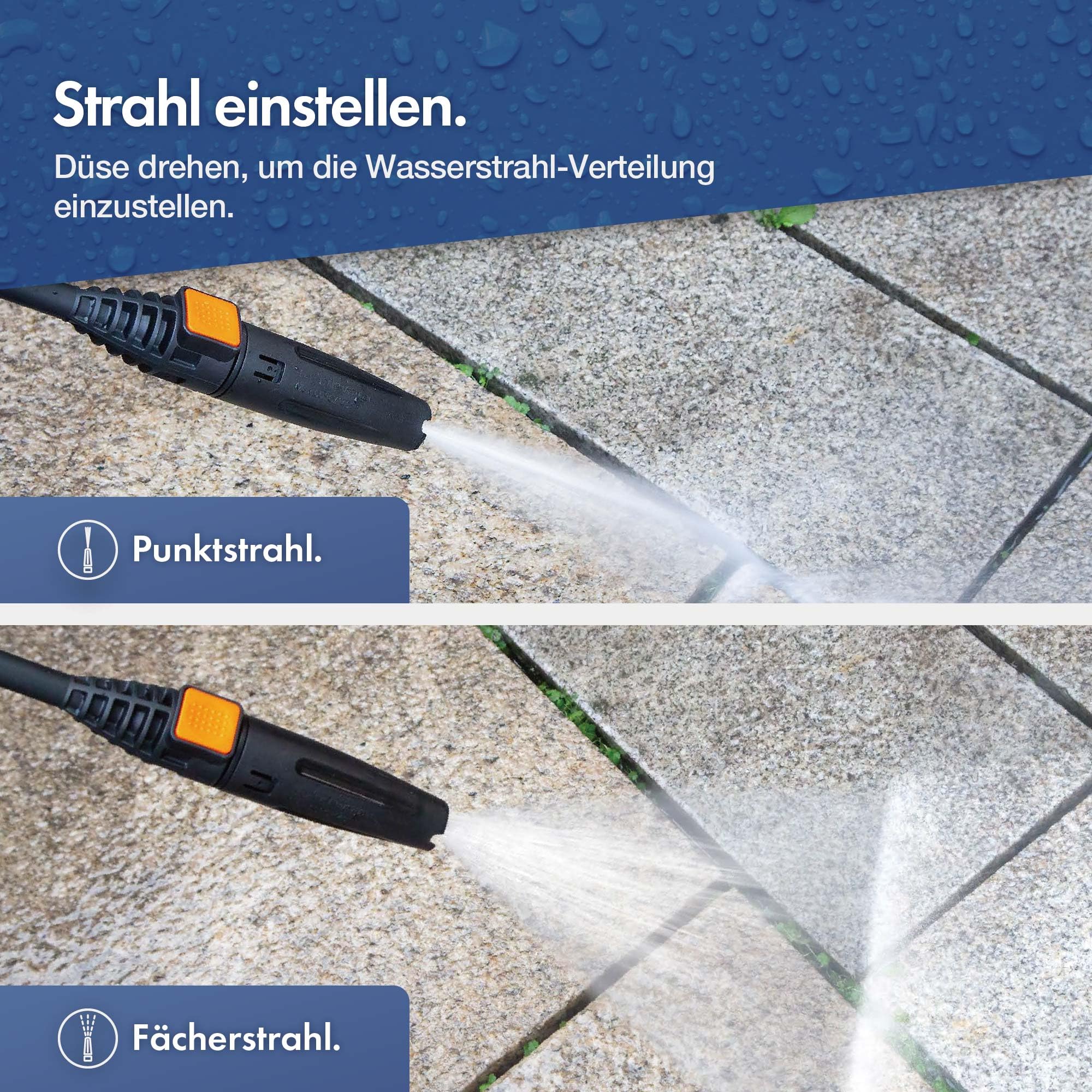 VonHaus Hochdruckreiniger 1600W inkl. 7 TLG Zubehör, Tragbar