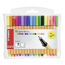 STABILO point 88 Mini – Fineliner – Astuccio da 18 (13 + 5 NEON) – Colori assortiti