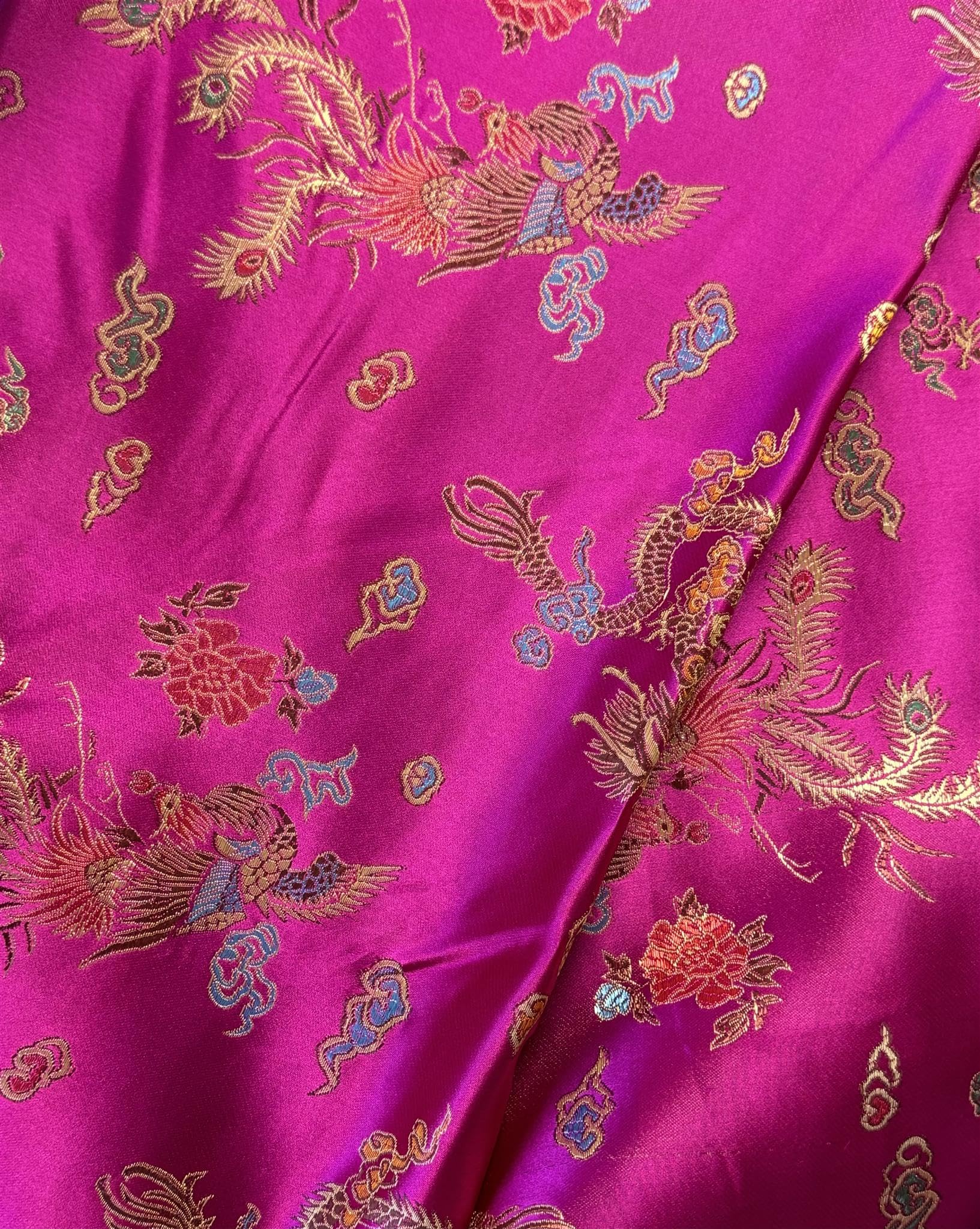Sedona Designz Chinese Dragon Brocade Fabric by The Yard | 45" Wide, 100% Polyester, Luxurious & Vibrant for Costumes, Quilting, Decor, and Crafts