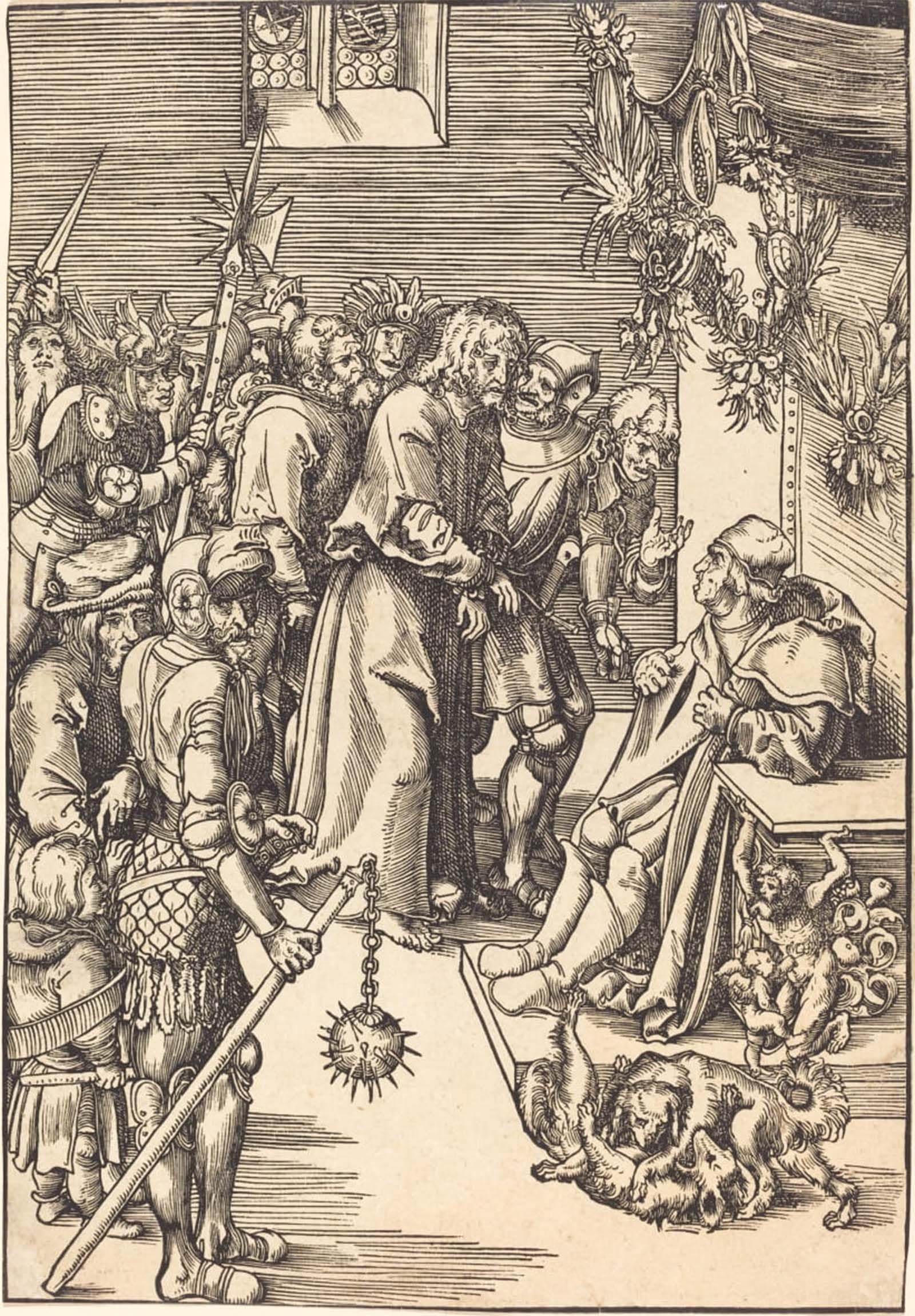 ARTXLXXBN Famous Art Print Poster Vintage Wall Art Christ Before Caiaphas by Lucas Cranach the Elder Canvas Art Poster for Home Decor 60x90cm