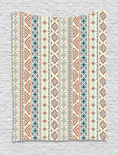 Ambesonne Tapiz tribal, estilo mexicano, patrón azteca, retro, dibujado a mano, abstracto, para colgar en la pared para dormitorio, sala de estar,