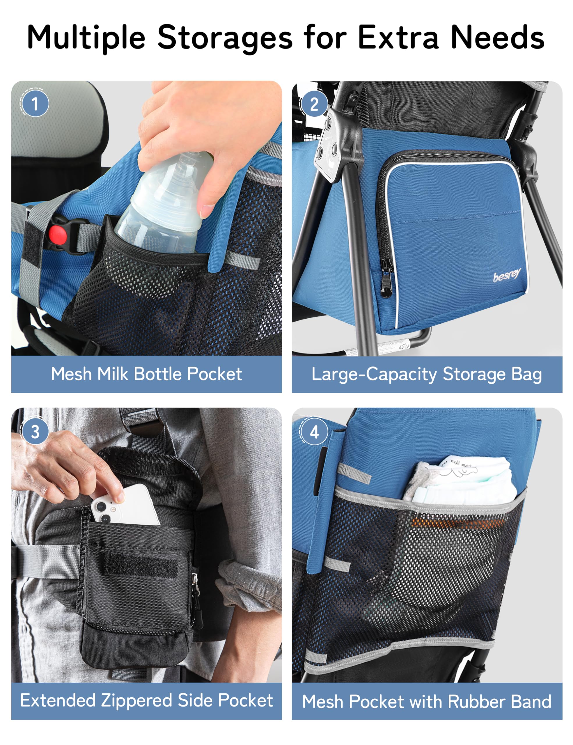 besrey Mochilas Senderismo, Mochilas Portabebés, Portador de bebé, Marsupios portabebé para Viaje Acampadacon Asiento, Azul Klevin