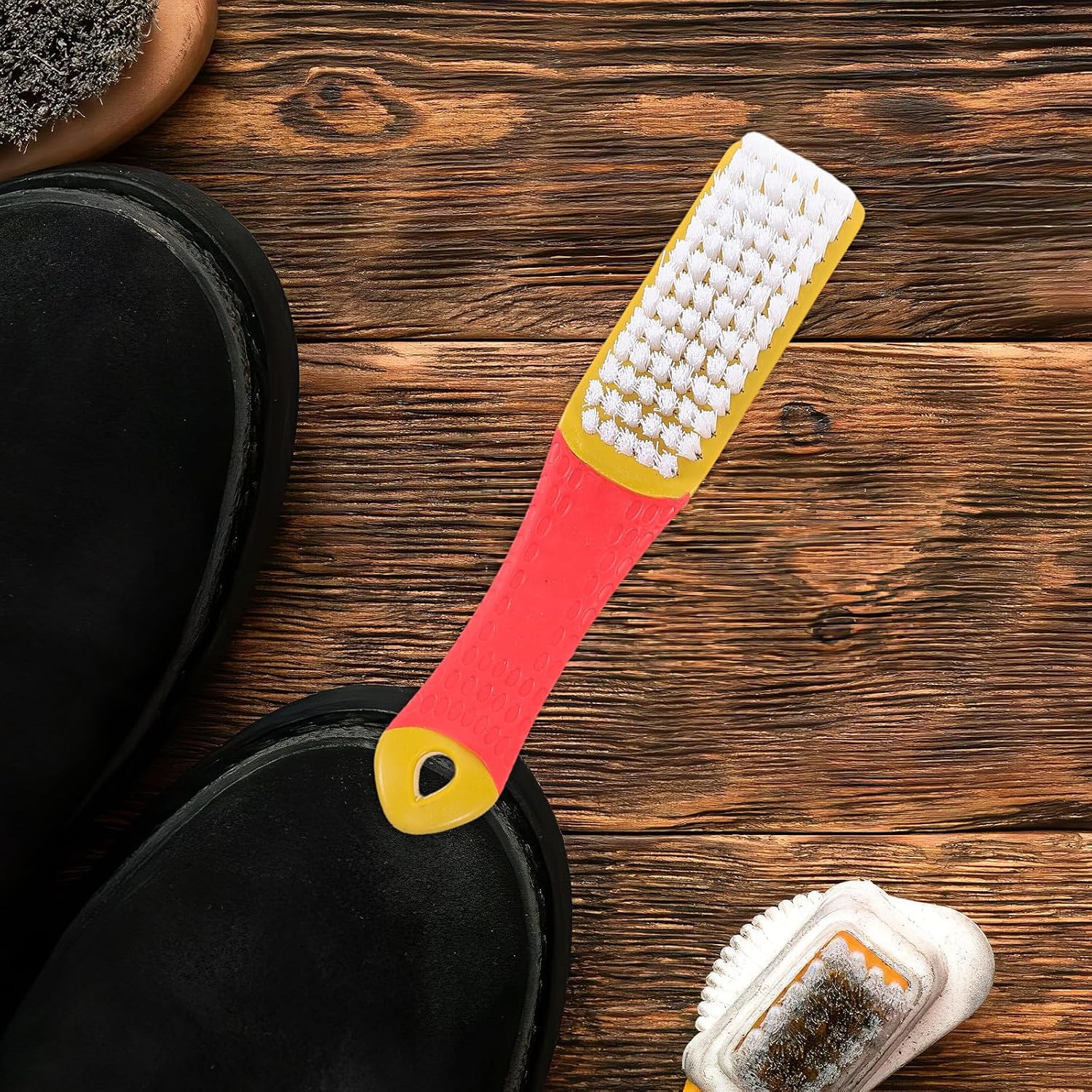 2 Pack Orange Soft Bristle Shoe Brush for Laundry Cleaning