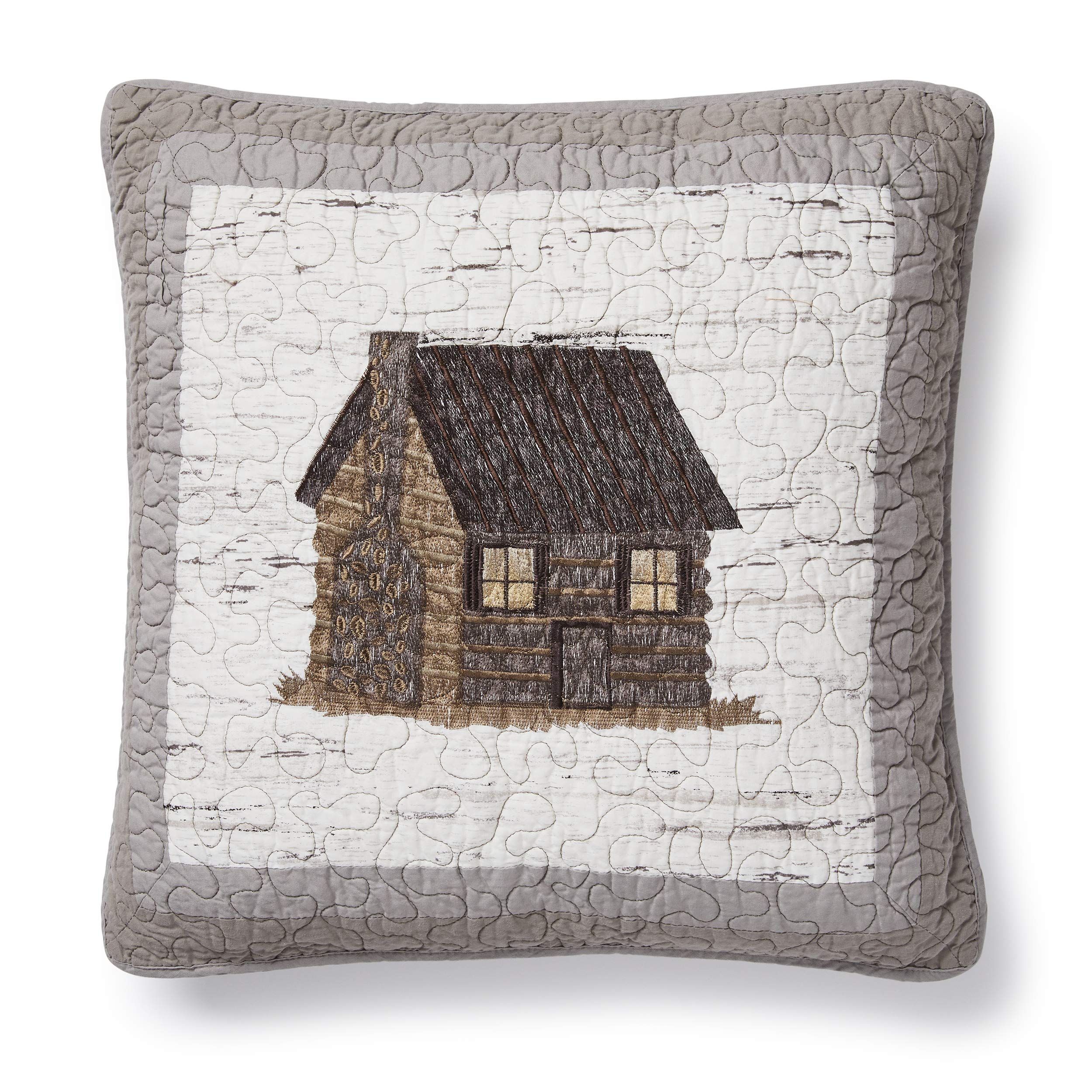 Donna Sharp Throw Pillow - Birch Forest - Lodge Decorative Throw Pillow with Log Cabin Pattern - Square