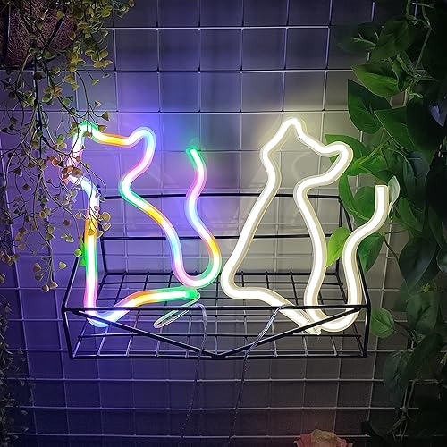 Miniatura 6 de JYWJ Letrero de neón de gato, luz de neón con pilas USB o 3 AA, decoración de mesa LED, decoración de pared de dormitorio, regalo de cumpleaños,