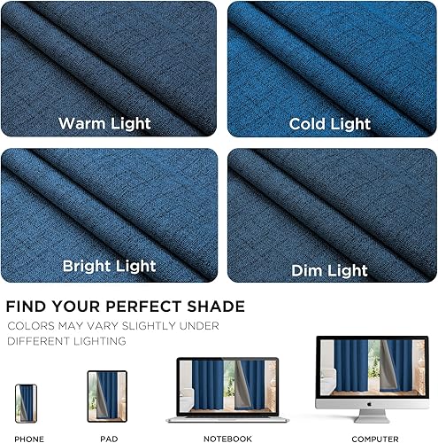 Miniatura 39 de Joydeco - Cortinas 100% opacas, 2 paneles de lino natural para oscurecer habitación/sala de estar, aislamiento térmico, trabillas traseras y