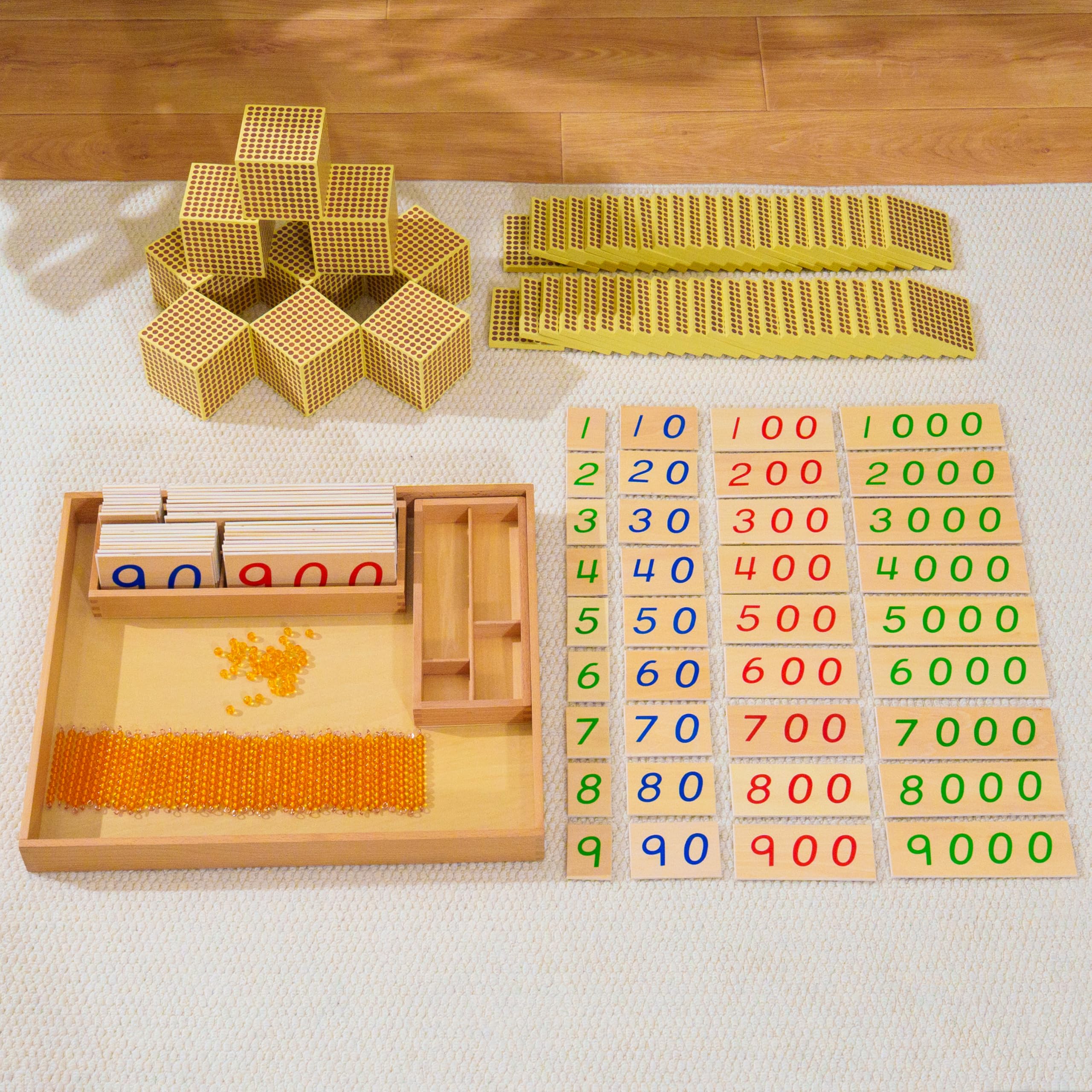 Montessori materiały matematyczne – drewniana zabawka edukacyjna do liczb i liczb, przedszkola i szkoły podstawowej, domowej i klasy od 3 lat (duży zestaw kombinowany Montessori)