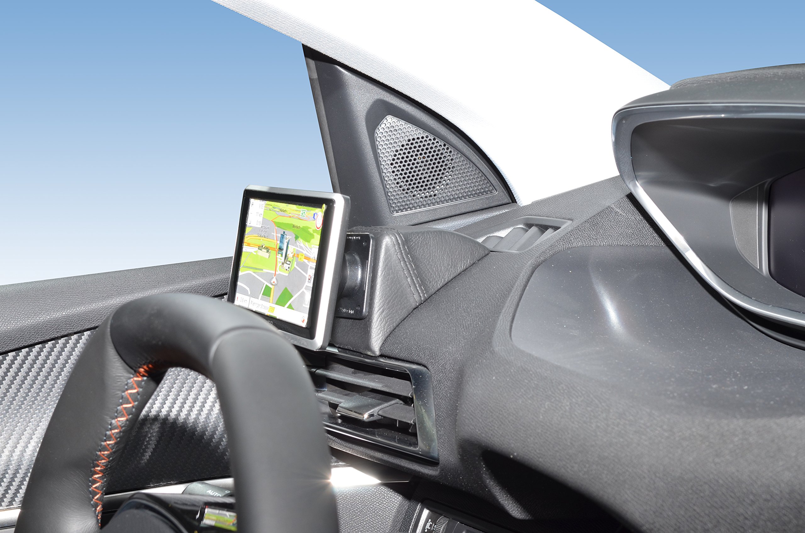 KUDA Uchwyt na telefon komórkowy pasujący do Peugeot 3008 & 5008 od 2016 - konsola telefoniczna do smartfonów, telefonów komórkowych, nawigacji i wielu innych – konsola ze sztucznej skóry, czarna,