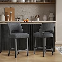 Vista 48 de VKNOW Juego de 2 Taburetes de Bar, Taburetes de Bar Tapizados de Altura de Mostrador, Taburetes Modernos de Mostrador con Patas de Madera para Isla