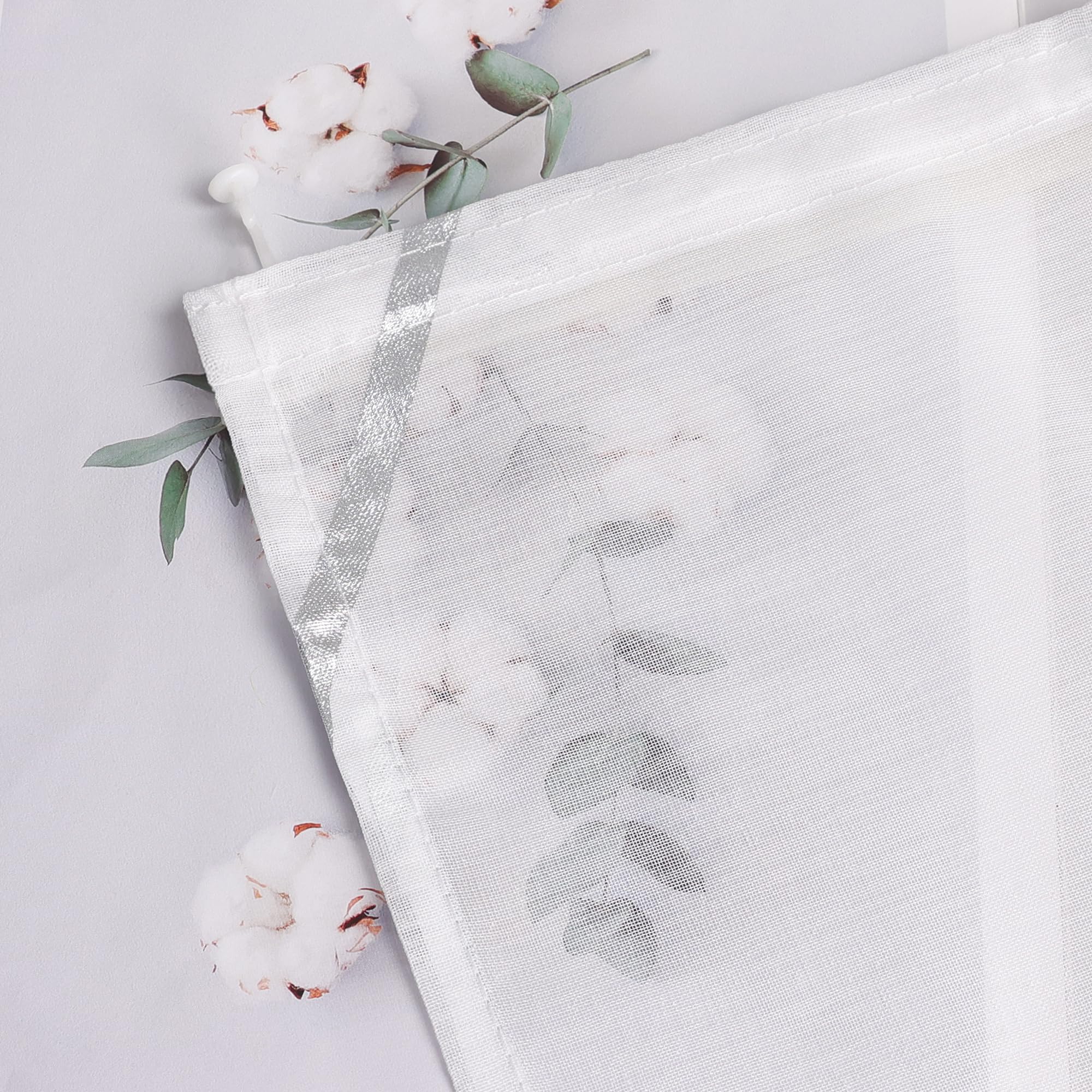 Schiebegardinen mit Klettband Transparente Schiebevorhang 2er Set Voile Gardinenschal Fensterschal mit glänzenden Wellen Muster BxH 57x245cm Silber