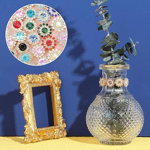 Miniatura 6 de 200 diamantes de imitación con parte trasera plana de 0.472 in y 0.551 in en forma de flor con forma de garra, botones de diamantes de imitación,