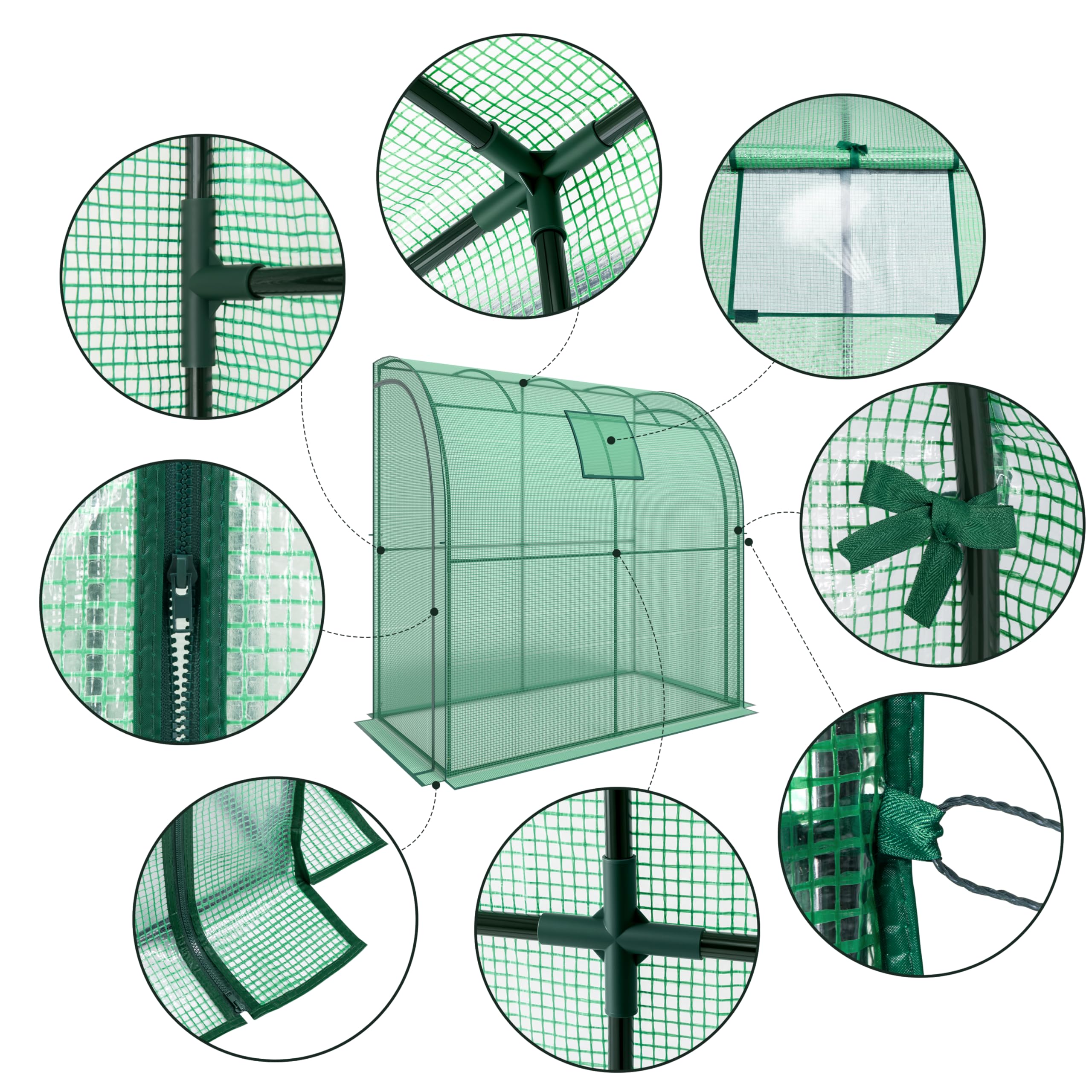 KANWOD Serra a Parete da Giardino con Scaffale, Finestra e 2 Porte Avvolgibili, Invernale, Robusta, Stabile e Facile da Montare, Serra orto per Protezione Piante, Verdure, Fiori 200x100x210 cm, Verde