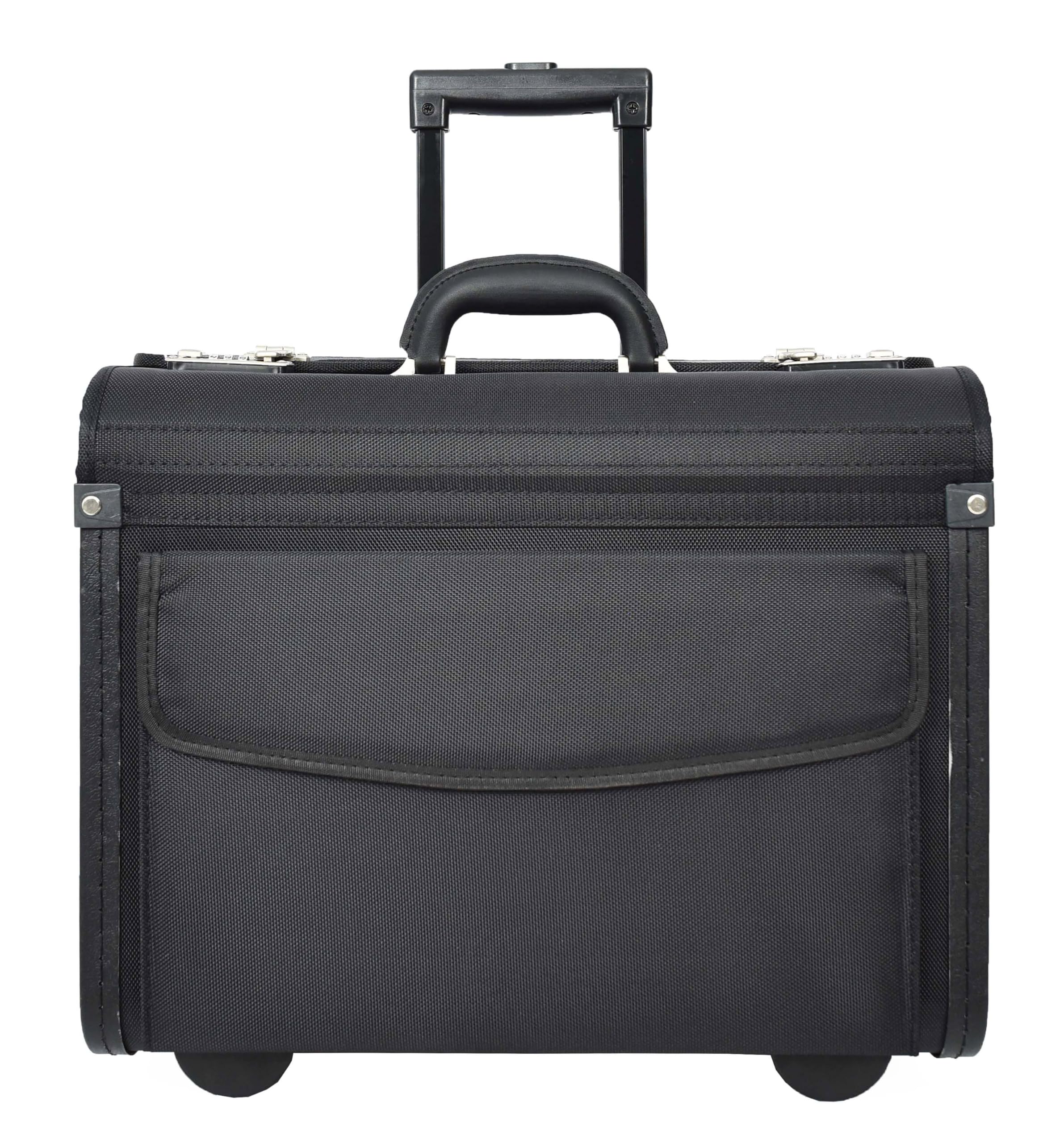 House Of Leather Rolling Pilot - Estuche organizador de oficina con ruedas para ordenador portátil, color negro, Black, L, Estuche Pilot