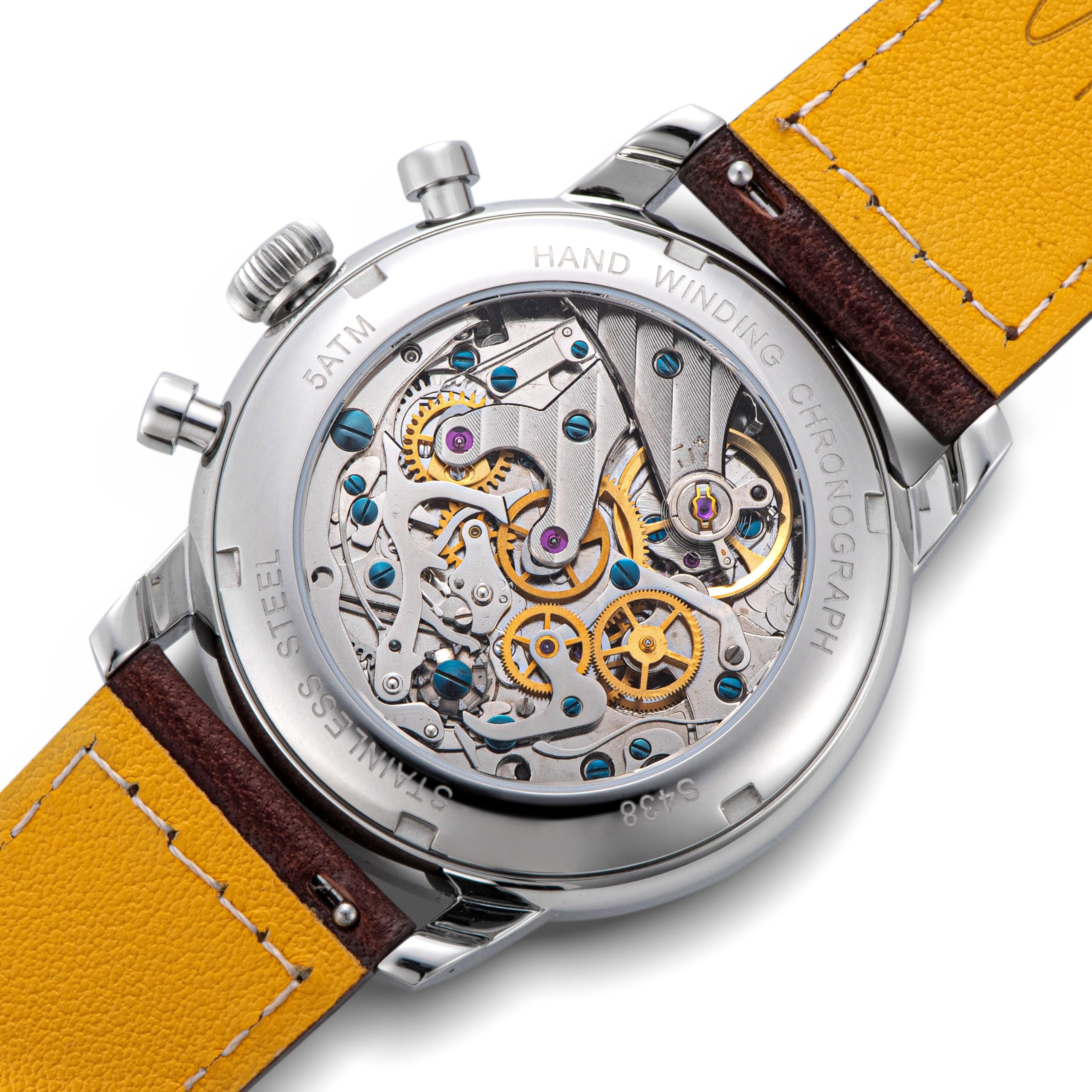 SUGESS Seagull ST1906 Panda 41 mm Ice-White Power Indicator Chronograph schwarzes Leder 1963 BNIB, weiß, Klassisch