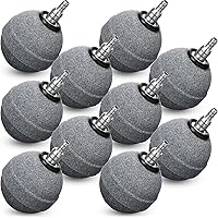 Reginary 10-Pack 2 Inch Aquarium Air Stones - Gray Ball Bubblers for Fish Tanks, Ponds, Hydroponics & DWC Reservoirs