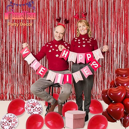 Miniatura 3 de GREATRIL Cortinas de flecos de oropel rojo y verde para fiesta de Navidad, telón de fondo de cabina de fotos, 3.2 pies x 8.2 pies x 4 paquetes