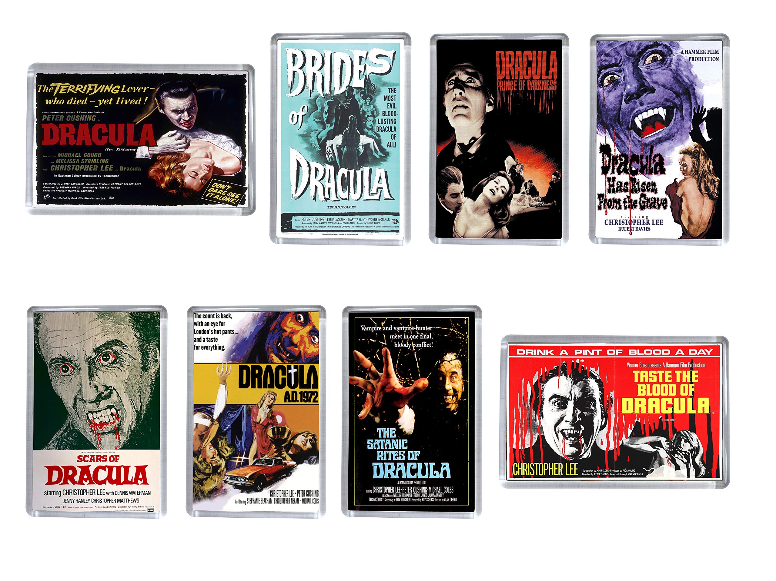 Set of 8 Dracula Hammer Horror Movie Magnets