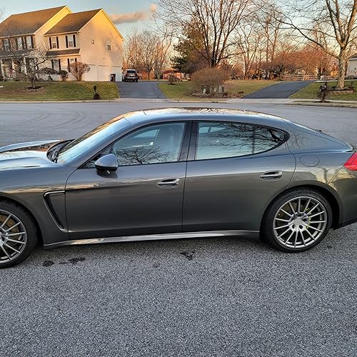 Miniatura 9 de ACLONG Postes de Pila Puerta Ventana Moldura Negro Brillante Acero Inoxidable Molduras de Pila Compatible con Porsche Panamera 2009-2016, Adhesivos