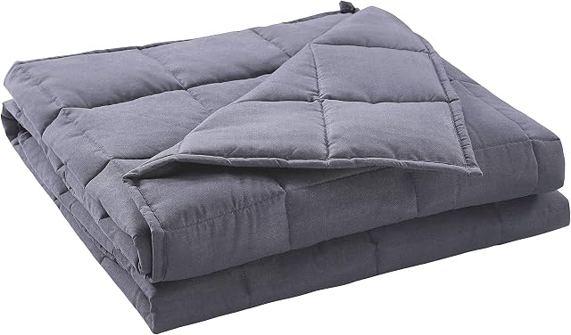 Home Beyond & HB design - Couverture pondérée (gris, 12lbs, 48 x 72 1 cm - Convient à lit double) – Ultra Microfibre brossée douce 120GSM avec des perles de verre premium – Cadeau pour adultes Femmes Hommes