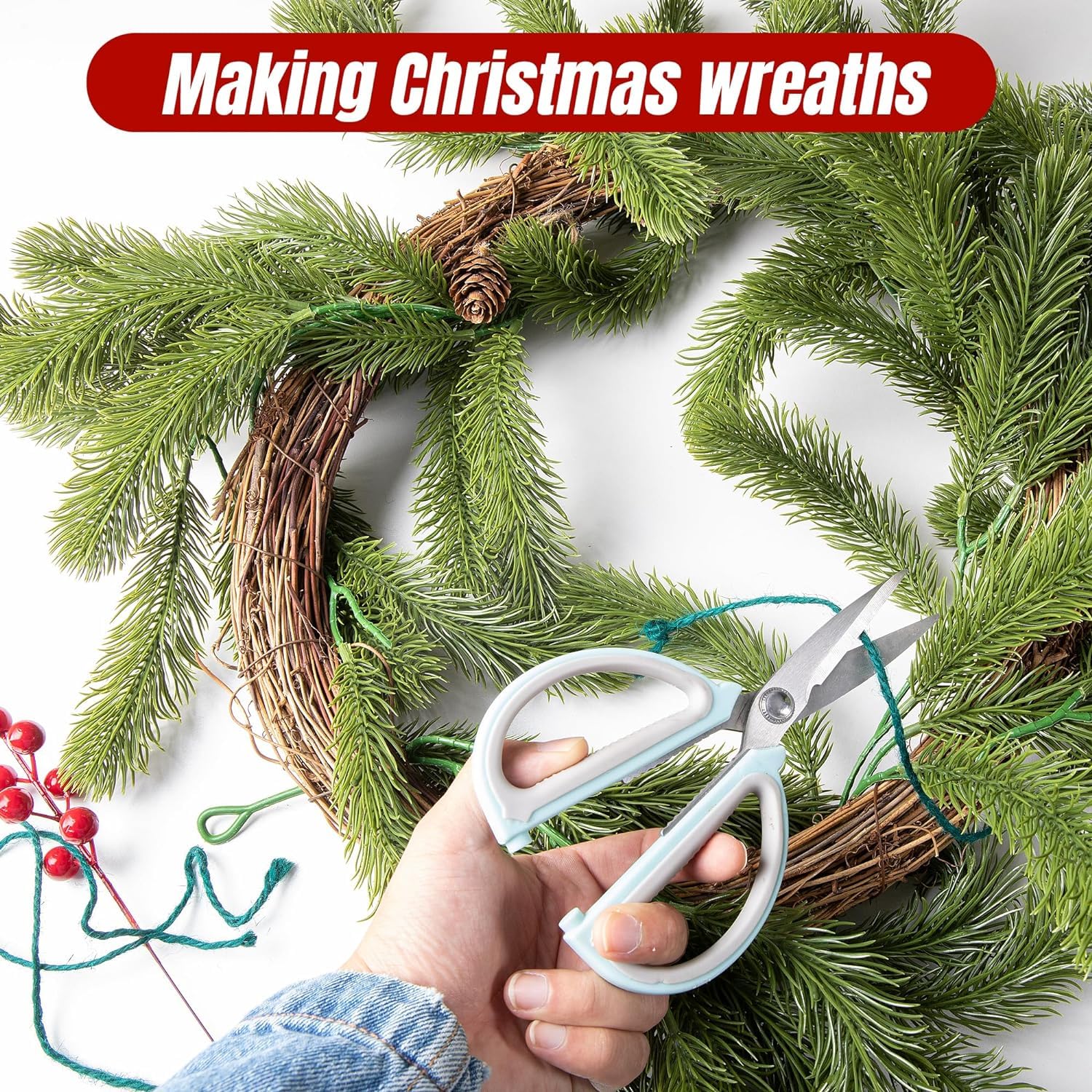 3M Christmas Norfolk Pine Garland - Künstliche Zypresse Grün - Natürliche Touch Dekoration für Außen Innen Weihnachten Tisch Kamin Wand Zuhause