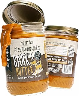 Mighty Paw Bark'n Butter Peanut Butter for Dogs (2 Pack) | 100% Natural Single Ingredient Dog Peanut Butter. Dog Safe Peanut Butter Snack. Spreadable Peanuts for Pets. Made in USA