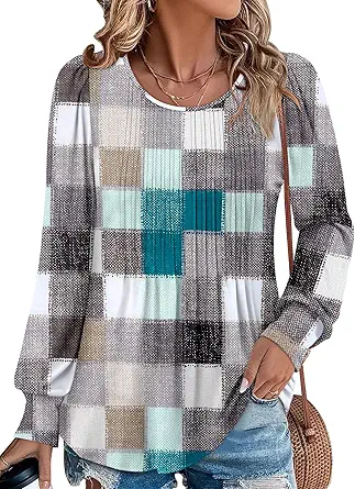 BETTE BOUTIK Long Sleeve Shirts for Women Fall Tops Dressy Blouses Crewneck Tunic Tops for Leggings S-3XL
