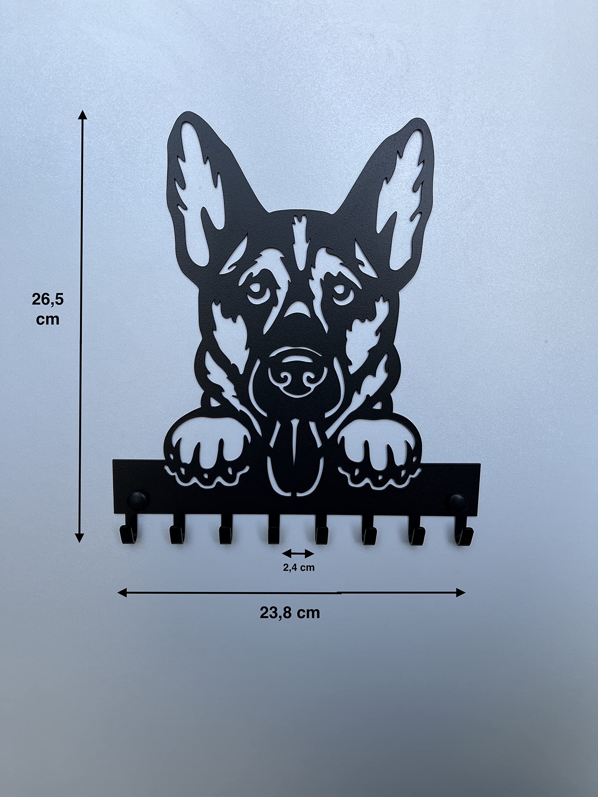 Generico Portachiavi da Muro a forma di cane, 8 ganci, gadget pastore tedesco, Appendichiavi da Parete di design, Idea Regalo, Porta guinzaglio cane da parete (Pastore Tedesco)