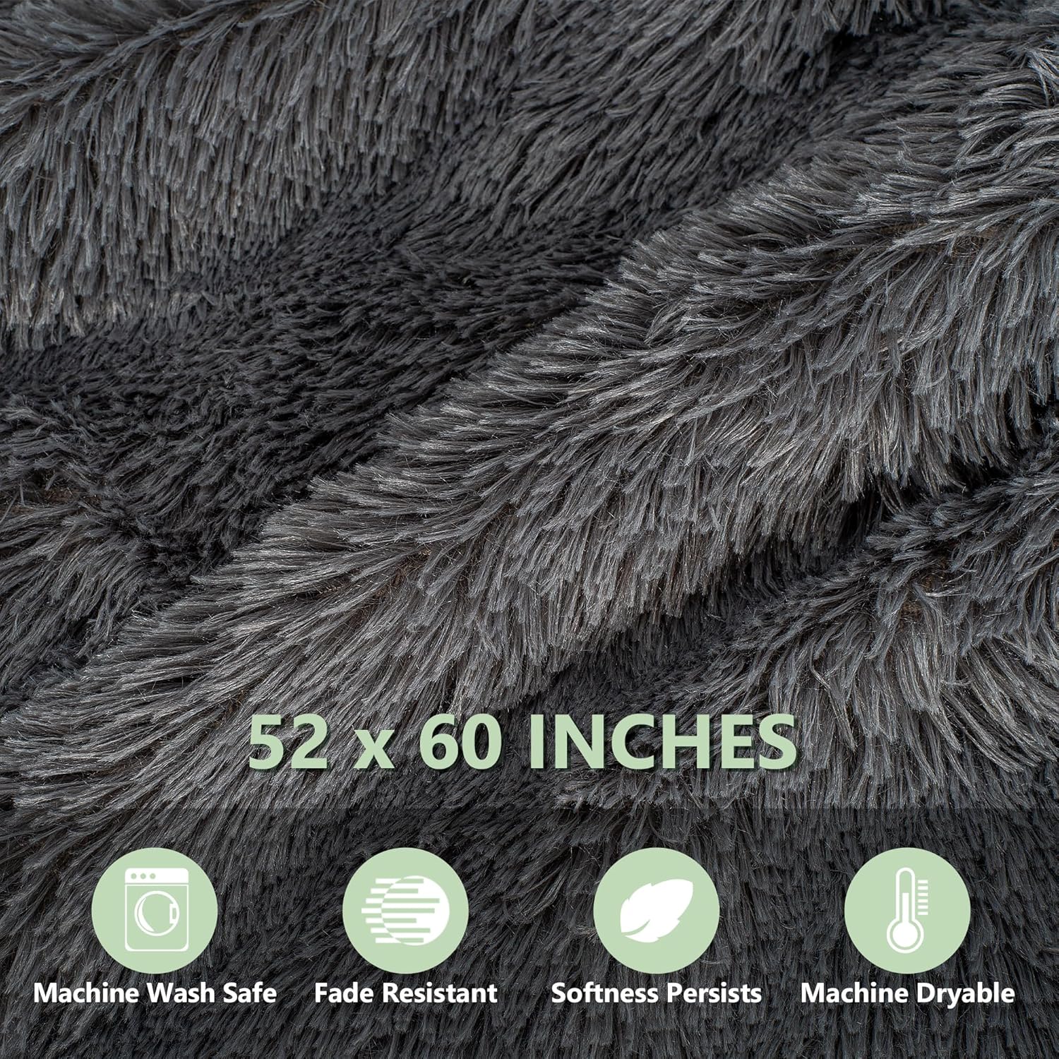 Happy Fuel Dark Grey Wearable Throw Blanket Hoodie for Women- Thick Cozy 52"X60" Sherpa Fleece Shaggy Decor for Couch, Bed & Sofa - Soft Fuzzy Faux Fur Hooded Gray Throw Blankets for Adults - Image 6