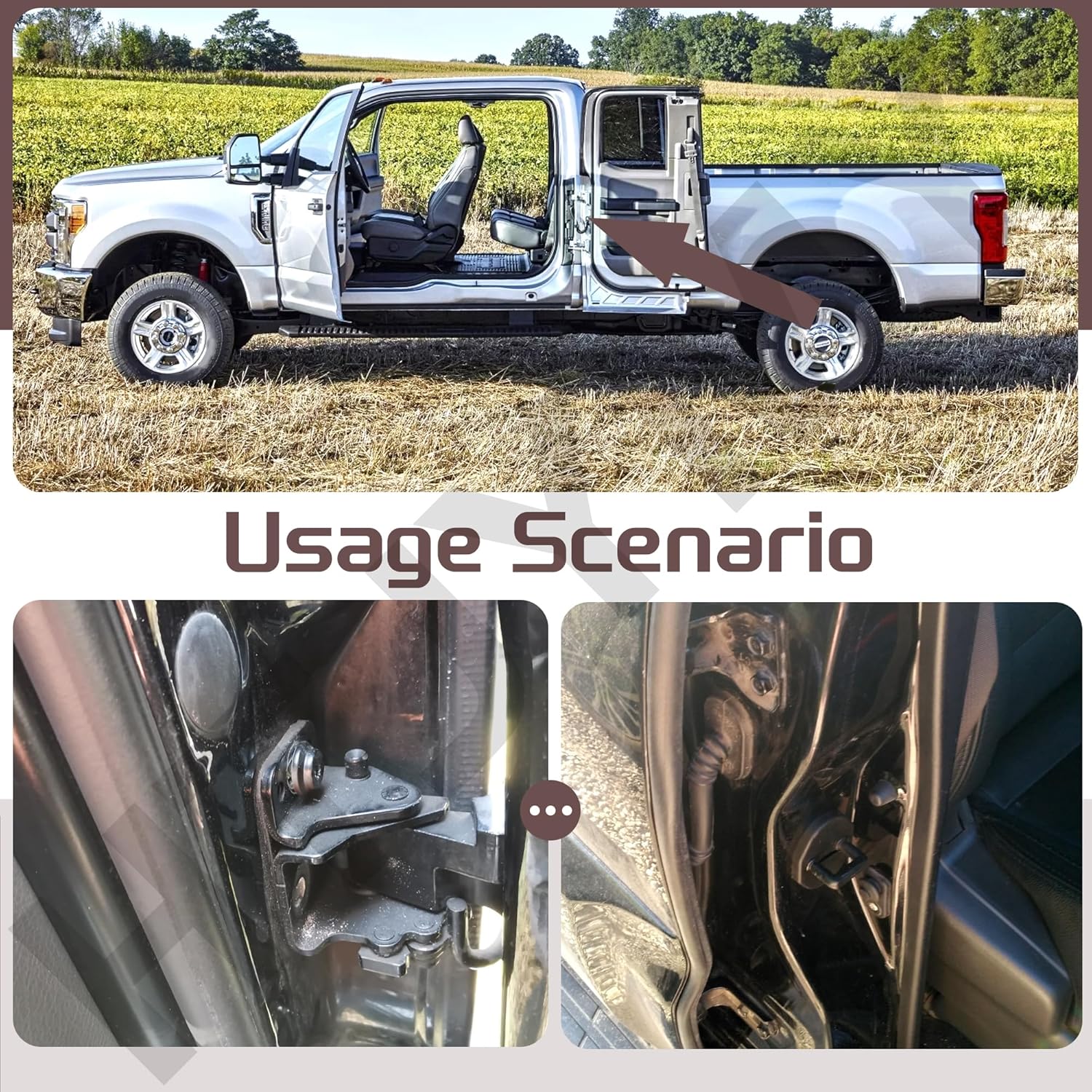 DH-GM6547U-FL Door Hinge Front Left (Driver Side) Upper for Ch-Evy 1500 3500 2007-2014, Metal Construction, Replaces 25854415, 15877428