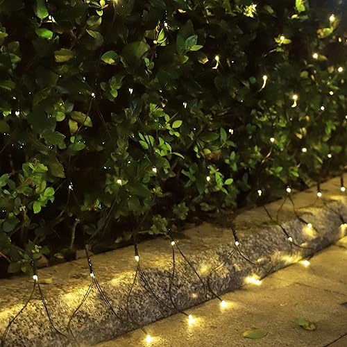 Miniatura 10 de Red solar de luces de malla para exteriores, decoraciones de Navidad, cadena de 200 LED, impermeable, 19 modos para arbustos, vallas, jardín,