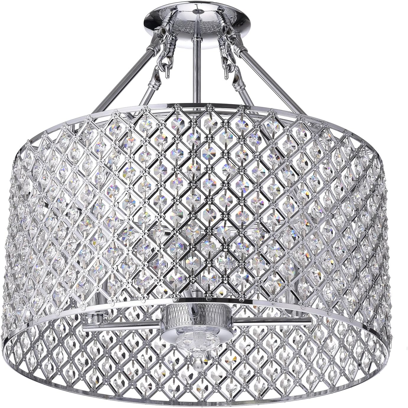 Cheap Edvivi Marya 4-Light Chrome Round Drum Semi Flush Mount Crystal Chandelier, Beaded Drum Shade | Glam Lighting Cheap Edvivi Marya 4-Light Chrome Round Drum Semi Flush Mount Crystal Chandelier, Beaded Drum Shade | Glam Lighting