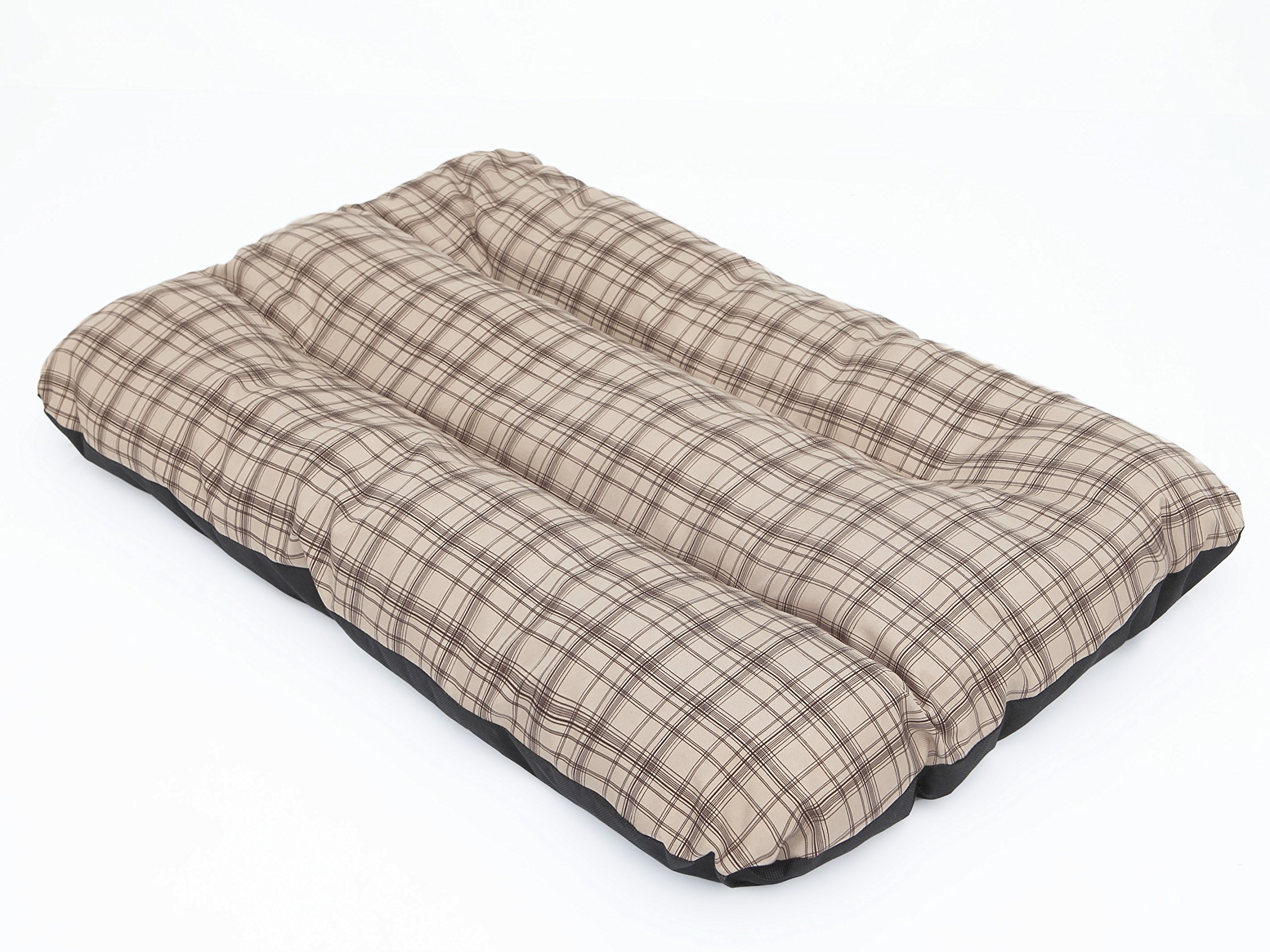 PillowPrim Colchón para perros, sofá para perros, cojín para perros, colchón para perros, cama para mascotas, cama suave, cama para mascotas, cojín R2-100 x 70 cm, a cuadros, beige
